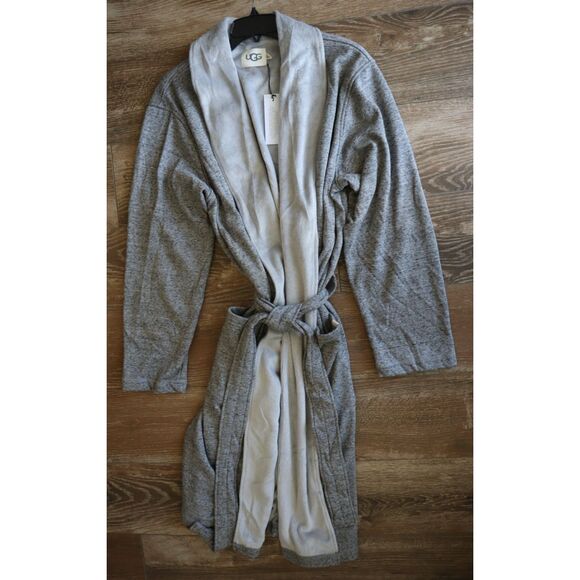 UGG 1096932 Men's Sz L/XL Gray Heather Robinson Cotton Fleece Robe - Picture 11 of 12